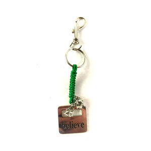 Believe Keychain Clip 7 1/2" Long Silver Tone Metal Christmas
